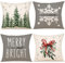 ZWJD Kissenbezug Weihnachten 50x50 4er Set Leinen Kissenbezüge Weihnachtskissen Christmas Dekokissen Kissenhüllen für Deko Weihnachten Sofa Schlafzimmer Couch Kissenbezug 50x50 cm A293