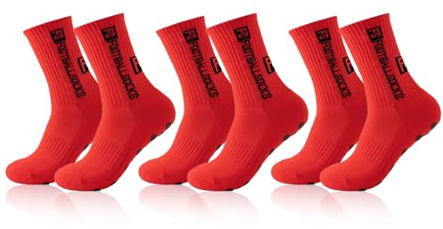 Sykerout Calzini Da Calcio Per Uomo e Donna, Antiscivolo, Per Uomo, Donna, Calze Sportive, Calcio, Assorbono Il Sudore, 39-46, Traspiranti (IT, Numero, 38, Regular, Regular, 3, rosso)