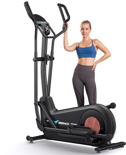 MERACH Long Stride Cross Trainer, Self-Generating Elliptical Machine for Home Use, Ultra-Quiet Magnetic Resistance System, Elliptical Trainer, 18.5Inch Stride, Auto Resistance, 400 lbs Weight Capacity