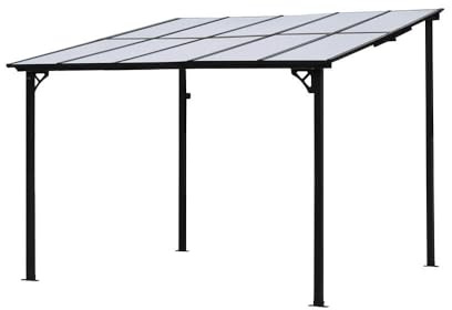 Home Deluxe Terrassenüberdachung ECO – 300 x 300 cm, Anthrazit | Wetterfeste Alu-Überdachung für Terrasse & Garten