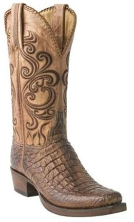 ZhiQin Classic Western Men's Cowboy Boots, Embossed Leather Crocodile-Texture Durable Square Heel Rodeo Boots