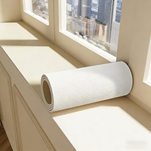 Solid Color Window Sill Mat, Narrow Waterproof Window Sill Cover, Trimmable Customizable Bay Windowsill Cushion with Non-slip Backing(Beige,L180x40cm(71x16))