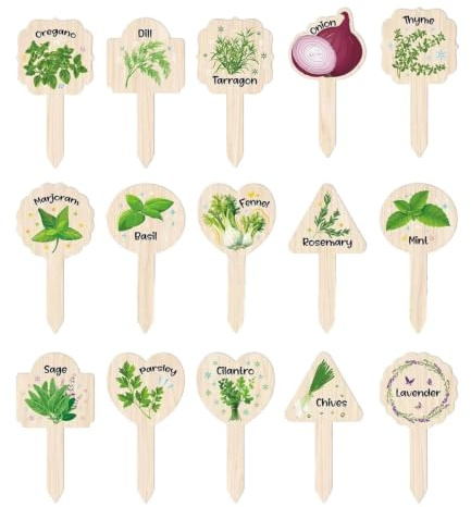 Etiquetas de madera para plantas de 15 piezas - Etiquetas impermeables para