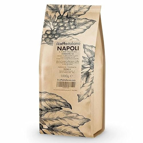 FRHOME - 1 kg de granos de café - Mezcla Napoli Intensidad 12 - Il caffè italiano