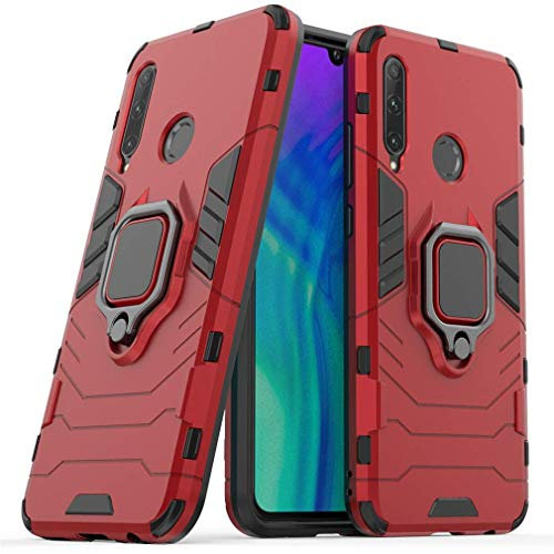 MRSTER Coque pour Huawei P Smart Z, Double Couche Renforcée Défense Antichoc Armure Housse Etui avec 360 Rotation Bague Support pour Huawei P Smart Z. HB Red