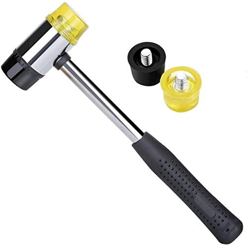 WLOOD Soft Mallet, Double-Faced Rubber Soft Head Hammer for Jewelry Craftsman, Leather Crafts, Wood, Flooring Installation and More - Lightweight Non-Sparking Blow Non-Slip Plastic Handle - 30mm