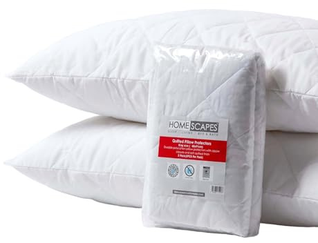 HOMESCAPES Protège Oreiller matelassé en Polycoton, Alèse de Protection pour Oreiller 50 x 90 cm, Lot de 2