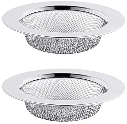 Stainless Steel Bathroom Shower Hair Filter Catcher Drain Cover Kitchen Sink Plug Strainer Hole Cover (Pack of 2)