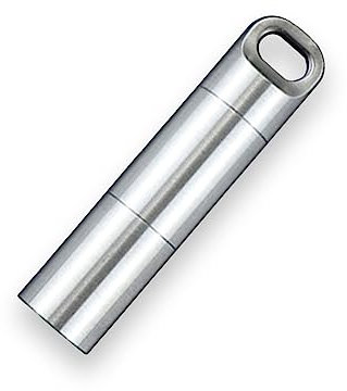 TONYFY tragbare Pillenhalter, wasserdichte Edelstahl Pille Flasche Survival Box, langlebig kleine Pille Fall Medizin Veranstalter Schlüsselanhänger für Handtasche, Outdoor Camping EDC Tool (A)