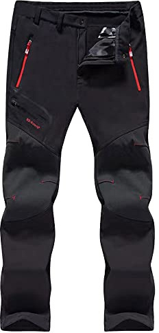 NCTCITY Vandringsbyxor för män vinter vattentäta och andningsbara skidbyxor snöklättring softshell termiska byxor berg vandring byxor varma utomhus, Batteri-svart, XL