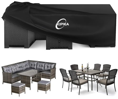 Kipiea överdrag för Trädgårdsmöbler Vattentätt, 420D Uteplats Möbel öVerdrag Vindtätt, Fyrkantig Utomhus Uteplats, Möbelöverdrag Anti-UV, Bordsskydd för Uteplats Tårresistent- 200x200x90cm