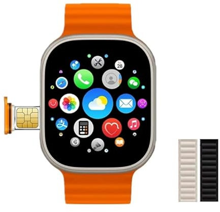 XINDADA 2024 Hot HW Ultra 2 Call 2.02 Inch AMOLED GPS 4G SIM Smartwatch Dual Camera WiFi 2GB Ram 16GB ROM Download App Game Android Smart Watch Support SIM Ca (Add W+B Nylon)