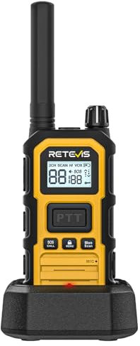Retevis RB648 Plus Long Distance Walkie Talkie, Waterproof 2 Way Radio IP67, Call Vibration, Dual PTT, 2000mAh Type C, Industrial Two Way Radio with Ruggedness for Farm Jobsites (1 Pack, Yellow)