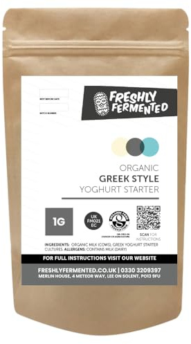 Freshly Fermented Greek Yoghurt Starter Culture | Organic, Thermophilic, Reusable Heirloom | Live Active Cultures for Thick Strained Yoghurt at Home | UKAS Lab Tested | Lifetime Supply