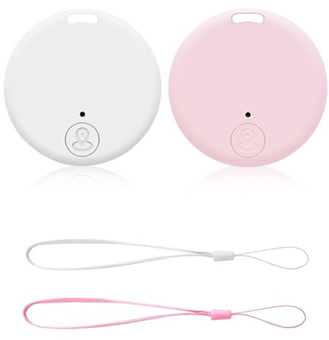 Localisateur de Clés 2 Pack | Porte Clé GPS Tracker Bluetooth 5.2 Key Finder Smart Tag Compatible iOS et Android | Localisateur d'objets pour trouver des clés | Matériau Robuste (Rose et Blanc)