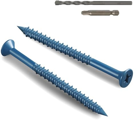 Wavanta 30 viti di ancoraggio per calcestruzzo M6,5 x 57 mm, con punta per trapano, a testa piatta, blu, per muratura, stucco, cemento, punta diamantata