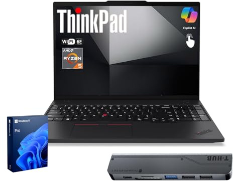 Lenovo ThinkPad E16 Business Laptop, 16 FHD+ Anti-Glare Touchscreen, AMD Ryzen 5 7535U, 32GB DDR5, 1TB SSD, Wi-Fi 6E, Fingerprint, Backlit, Webcam, Windows 11 Pro, Bundle with 7-in-1 USB-C Hub