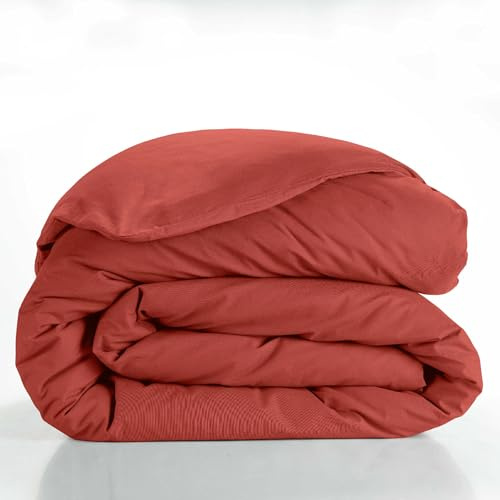 Douceur d'Intérieur - Funda nórdica (240 x 220 cm) Lina Terracotta, 100% algodón
