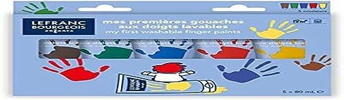 Lefranc & Bourgeois Kinder - Fingerfarben Set Classic - 5 Farben in 80ml Tuben, Inklusive Tipps & Tricks