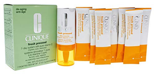 Clinique Fresh Pressed Kit Trattamento di 7 Giorni Alla Vitamina C (Fluido Booster, 8.5 ml + Detergente Esfoliante in Polvere, 7 Pezzi da 0.5 g