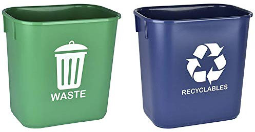 Acrimet Corbeille pour le recyclage et les déchets, 3,25 gallons / 13 quarts / 12 litres (en plastique) (vert et bleu) (lot de 2)