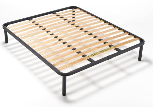EVERGREENWEB Rete Matrimoniale 180x190 ORTOPEDICA H 35 cm a Doghe in Legno + 1 Dogha Ricambio GRATIS, Piedi Smontabili, Struttura in Ferro Rinforzata DOPPIA Barra Base da Incasso per Letti e Materassi