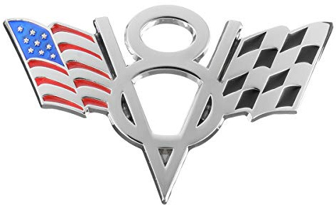 C-FUNN Metal V8 Bandera Americana Motocicleta Decoración Pegatinas Coche Emblema Insignia Calcomanías