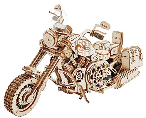 Rowood 3D Puzzles for Adults, Model Car Kits, Wooden Model Kit for Adults to Build,DIY Motorcycle Mechanical Gears Building Set Toys for Age 14+, Christmas Birthday Gift