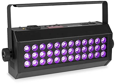 BeamZ Flood36UV - Schwarzlicht LED Strahler, UV Strahler, professionelle Schwarlichtlampe für Halloween, Blacklight Events, Neon Partys - Schwarz