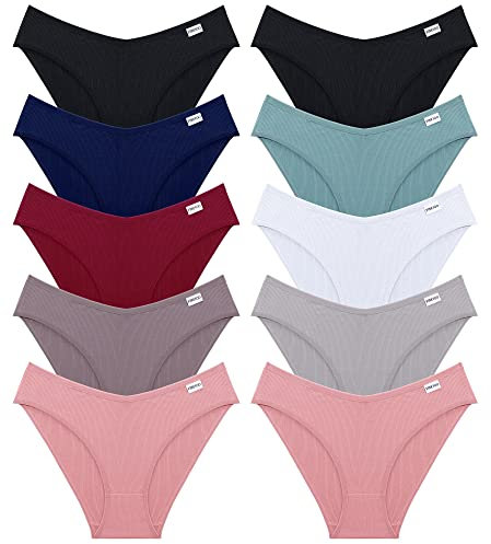 FINETOO 5er Pack Slip Damen Baumwoll Unterwäsche Frauen Set Brasilien Slips Sport Hipster Brazilian Underwear Sexy Sring Slip Regenbogen Panties Unterhosen Mehrpack S-XL