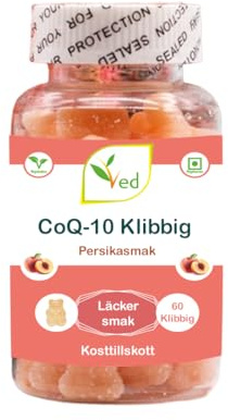 Ved CoQ10 Gummies, 60 Count, naturlig persikasmak, vegan, icke-GMO, glutenfri.