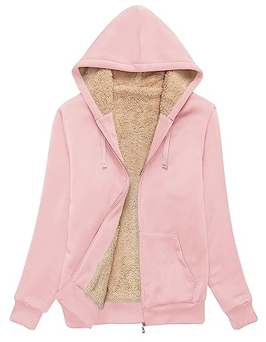 igeekwell Sweat a Capuche Polaire Femme Hiver Chaud Zippée Fille Veste Doublée Coton Automne Teddy Velours Hoodie M