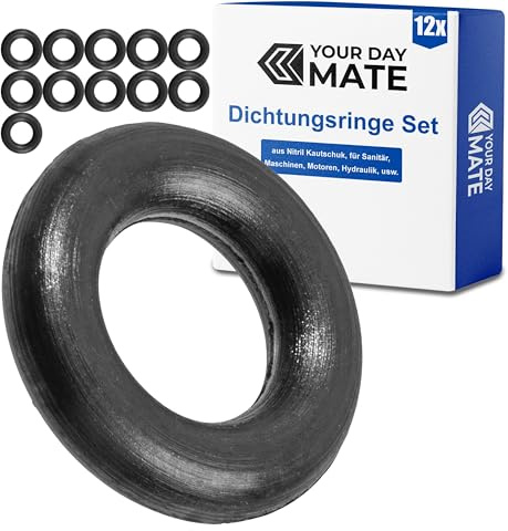 Tätningsringsats, 12 st, YD Ø 6 mm, ID Ø 2 mm, tjocklek 2 mm, Svart, av nitrilgummi, gummiringar för reparation av rörledningar, maskiner, motorer, tätningssats gummi O-ring, platt packning