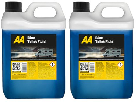 AA Toilet Cleaner Blue Flush for Caravans & Motorhomes, 2 x 2.5 Litre, Formaldehyde Free, Blue Fluid
