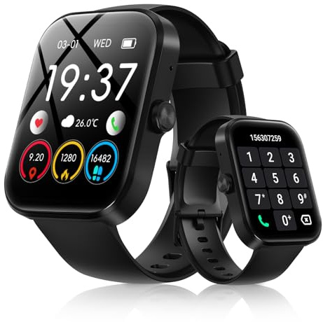Canareen smartwatch pour Les Hommes et Les Femmes, 1,91 Pouces HD écran Tactile smartwatch, 118 + Sport Mode Montre de Fitness avec pouls Surveillance du Sommeil podomètre, Android iOS Noir