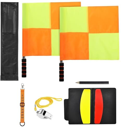 Schiedsrichter Set, FußBall Schiedsrichter Karten Schiedsrichter Pfeifen Set, mit 2 Metall Schiedsrichter Pfeife mit Rot Gelb Schiedsrichter Karte mit Tasche Punktebuch für FußBallspiel Schulsport