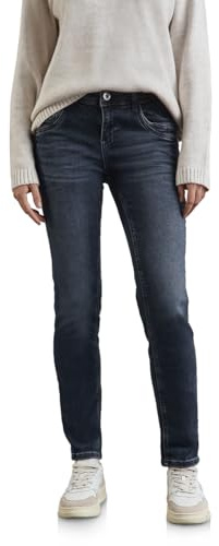 Street One termojeans för kvinnor, Blå svart använd tvätt, 30W / 28L