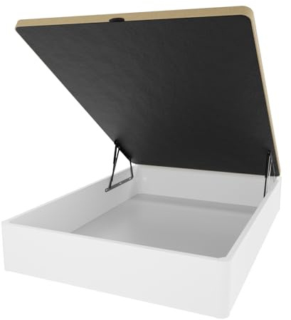 amuéblate Online - Canapé Abatible de Madera Súper Reforzado con Gran Capacidad, Esquinas Redondeadas, 135 x 190, Blanco