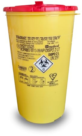 DISPO Nadelabfallbehälter 2L – Durchstichsicherer Kanülen- & Spritzenentsorgungsbehälter Kanülenbox - Medizinischer Abwurfbehälter zur sicheren Entsorgung für Praxis, Pflege & Zuhause – 1 Stück