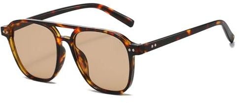 YAMEIZE Retro Style Double Bridge Sunglasses - for Women Men 70s Vintage Style UV400 Protection Square Eyewear Driving
