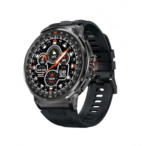 Orologio Intelligente Impermeabile Multisport Con Schermo Grande Da 1,85 Pollici, Bluetooth, Per Chiamate, Cardiofrequenzimetro, Ossigeno Nel Sangue Black,Rubber strap