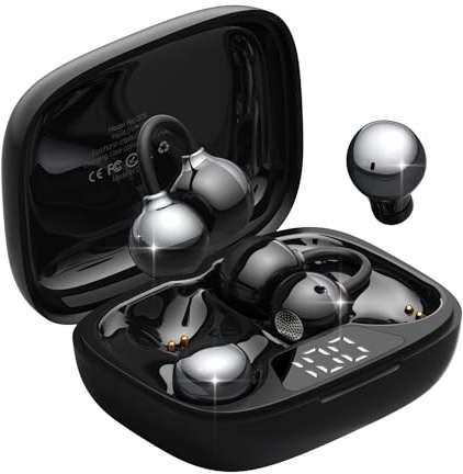 Estiloso Set 2 en 1 de Auriculares Abiertos y Cascos lnalámbricos Bluetooth con 36 Horas de Batería, Potentes Graves, Ultracompacto y IPX5, Para Trabajo, Deporte y Sueño, Modo de Uso Diurno/Nocturno
