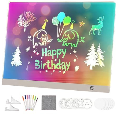 Lavagna da disegno luminosa, USB alimentata a secco cancellabile con colori, lavagna a LED per bambini con colori - per scrivere pittura scarabocchia tracciante ragazzi ragazze casa scuola aula