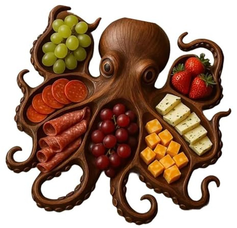 Coastal Entertainer Platter Creation Charcuteries Board - Bandeja de madera de grado alimenticio para exhibición de quesos y utensilios de cocina únicos con temática marina