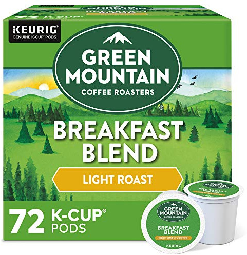 Green Mountain Coffee Roasters Breakfast Blend, Single-Serve Keurig K-Cup Pods, Light Roast Coffee Pods, 72 Count