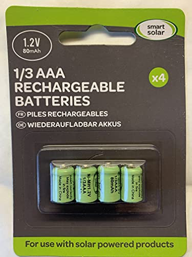 Lot de 4 Piles Rechargeables Ni-MH 1/3 AAA 80 mAh 1,2 V pour Produits solaires