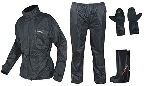 A-pro Combinaison Kit Anti Pluie Blouson Pantalon Gants Surbottes Impermeable Noir S