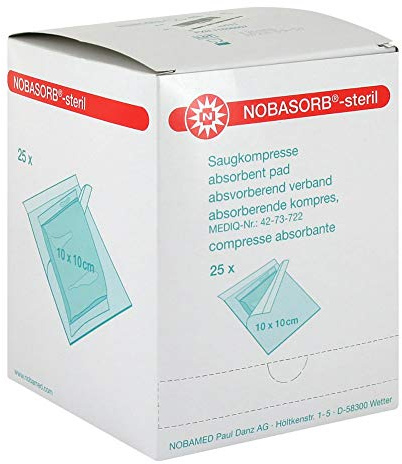 NOBASORB-steril Saugkompressen 10x10 cm 25 St
