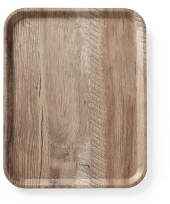 HENDI Serviertablett, Tablett, Melamintablett, mit Holzoptik Druck, Geschirrspülmaschinengeeignet, Sehr Resistent gegen Chemikalien, Flecken und Kratzer, Melamin, 330x430mm, Eiche dunkel