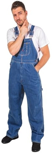FASHIO FF Men's Bib Overall Heavy-Duty Workwear Jeans Dungarees - Overalls for men with Adjustable Straps & Tool Pockets Light Blue 34-30